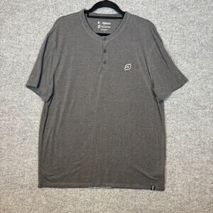 Fourlaps‎ x Peloton Shirt Mens Large Gray Henley Tshirt Casual Stretch Gym